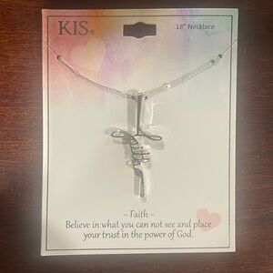 18” women’s KIS “faith” necklace in silver. NEW!